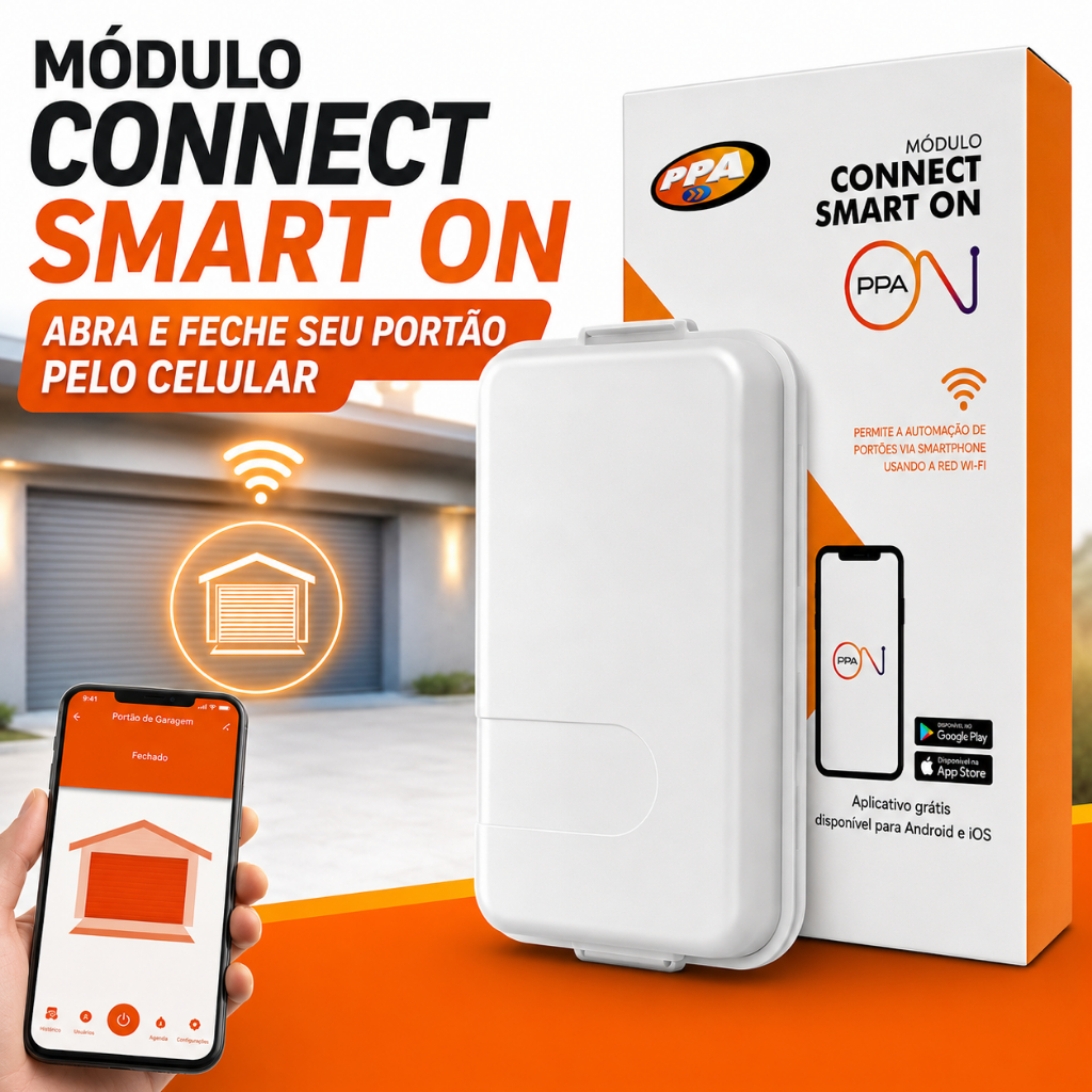 Módulo Wi-Fi PPA Connect Smart ON Portão Eletrônico Controle Celular App Bluetooth Alexa Google  Automação Residencial