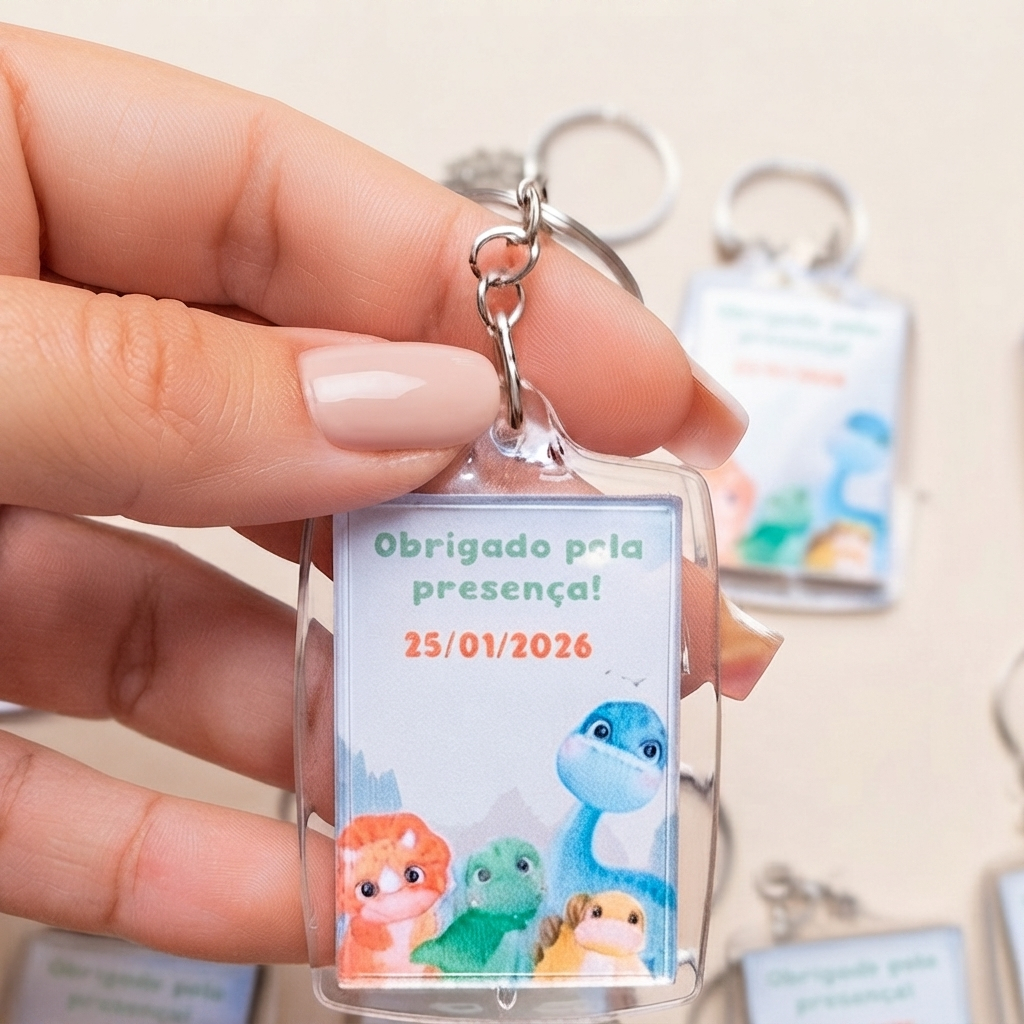 Chaveirinho Acrílico Brilhante Personalizado - Lembrancinhas--Aniversário-Mesversário Dino Baby