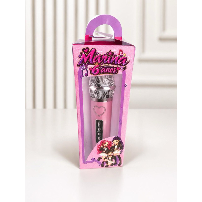 Caixa personalizada para microfone infantil tema Guerreiras do Kpop - brinde lembrancinha de aniversário infantil