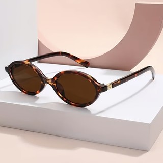 Óculos de sol feminino oval retrô, padrão tartaruga, estilo moderno