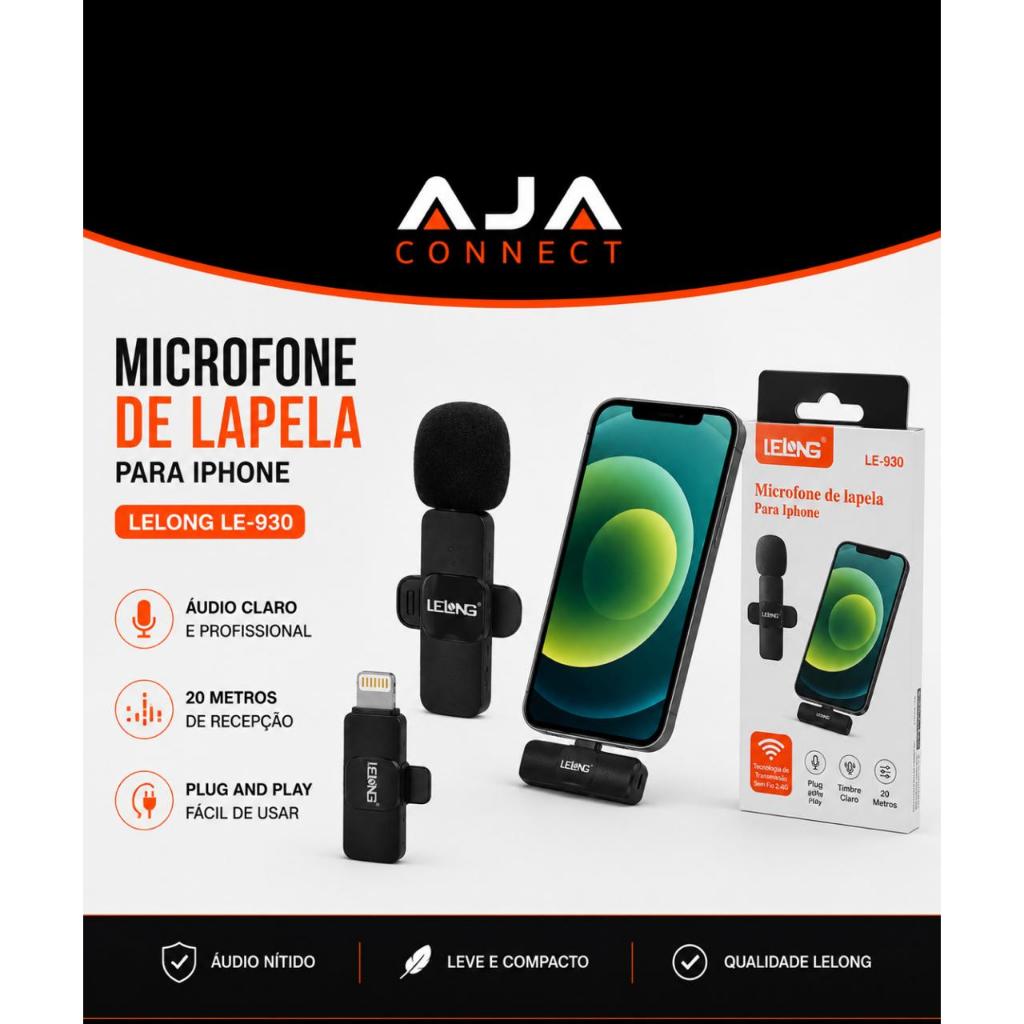 Microfone de Lapela LELONG LE-930 para iPhone
