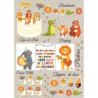 Kit Festa Só Um Bolinho Festa Dos Animais - Animais Musicais.  Fazemos todos os temas