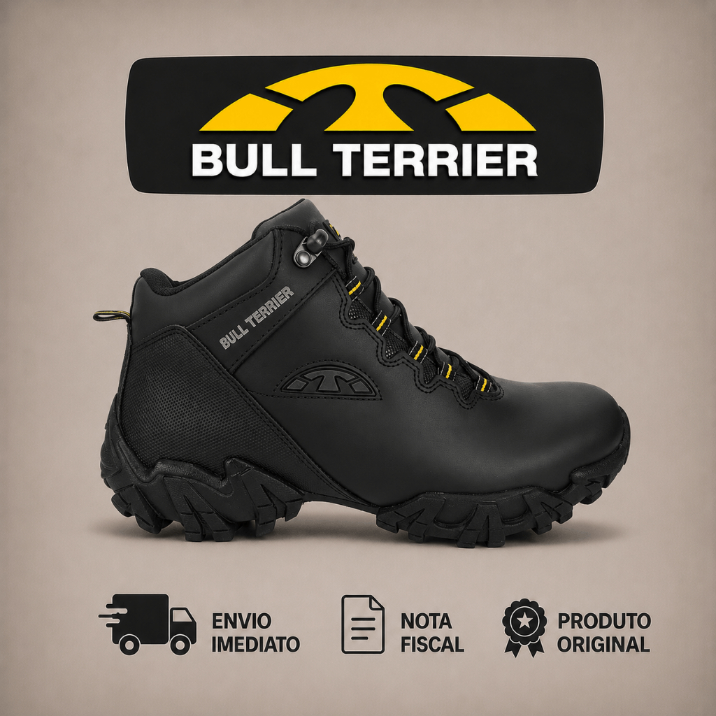 Bota Bull Terrier Sparks Masculina Couro Original Natural Original Sola Antiderrapante