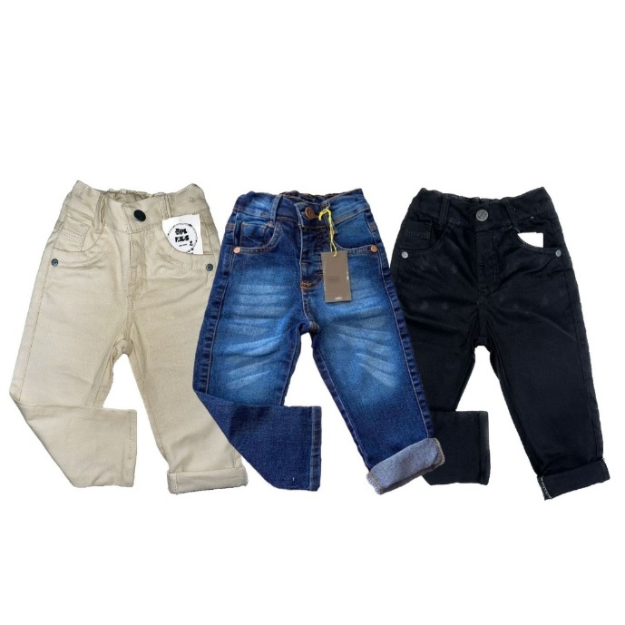 Calça Tradicional Masculina Jeans Sarja Cores Infantil  Juvenil Menino