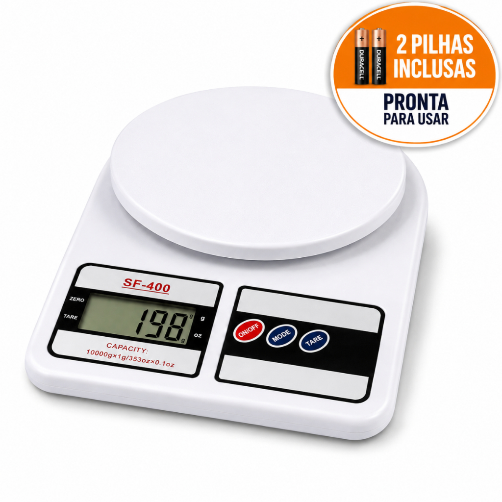 Balança de precisão cozinha Digital 10Kg Com pilhas AA