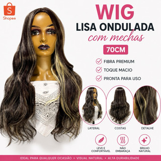 WIG LISA LEVEMENTE ONDULADA COM MECHAS