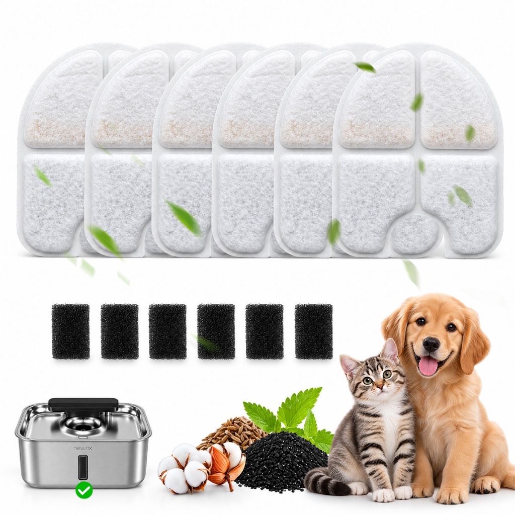 6 Unidades Filtro Para 12L inox Bebedouro Cão Newpet - Branco