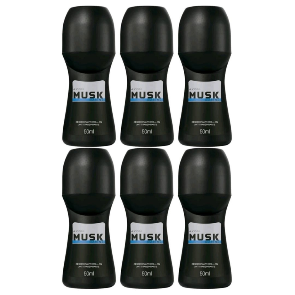 Kit com 6 Desodorante Roll-on Musk Marine-Avon. Desodorante Masculino.