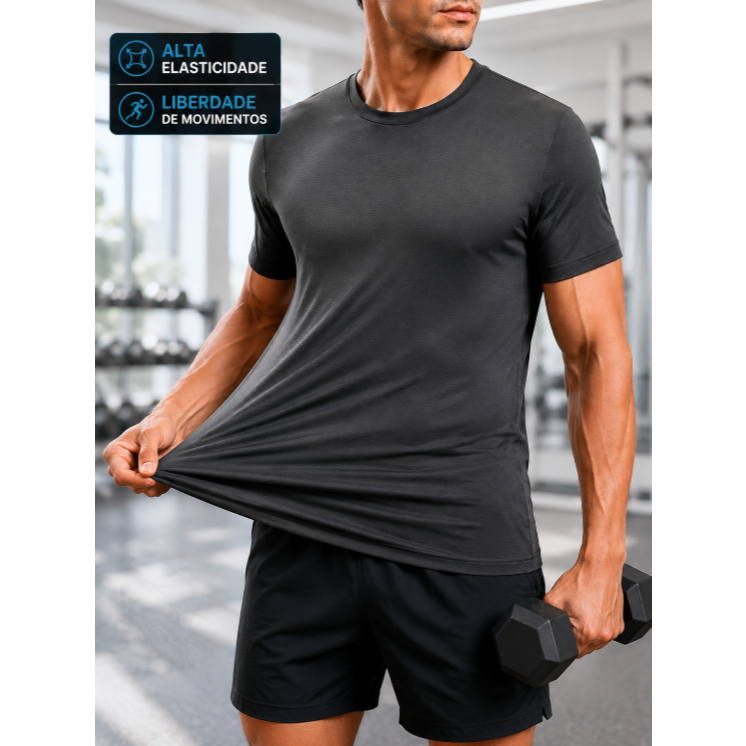 Camiseta Masculina Dry Fit Poliamida com Elastano Tecido Gelado Esportiva Academia Corrida