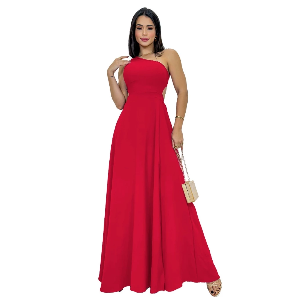 Vestido Feminino Longo Festa Mula Manca Regata Princesa Nó