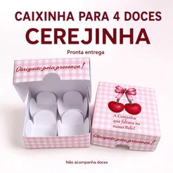 Caixinha para 4 Doces Cerejinha | Lembrancinha Festa Infantil – Pronta Entrega
