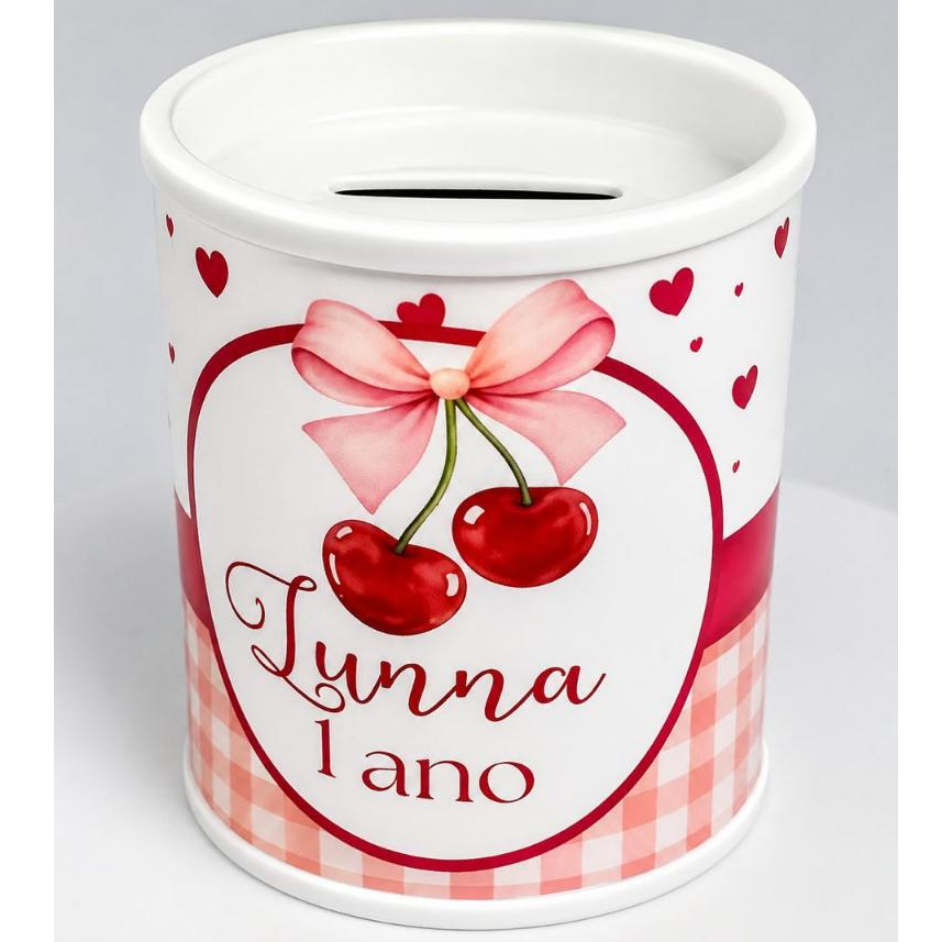 Kit Mini cofrinho personalizado 7×6- Lembrancinha de maternidade/chá de bebê/Aniversário/Cerejinha