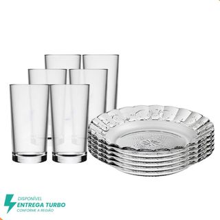 Aparelho de Jantar 12 Peças - 6 Pratos Fundos + 6 Copos Personalizáveis