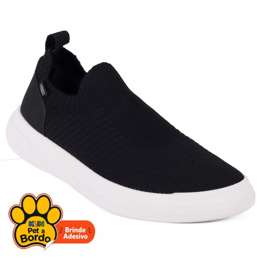 Tênis Infantil Klin Original Next Kids Slip On Knit Preto – Calce Fácil, Leve e Confortável