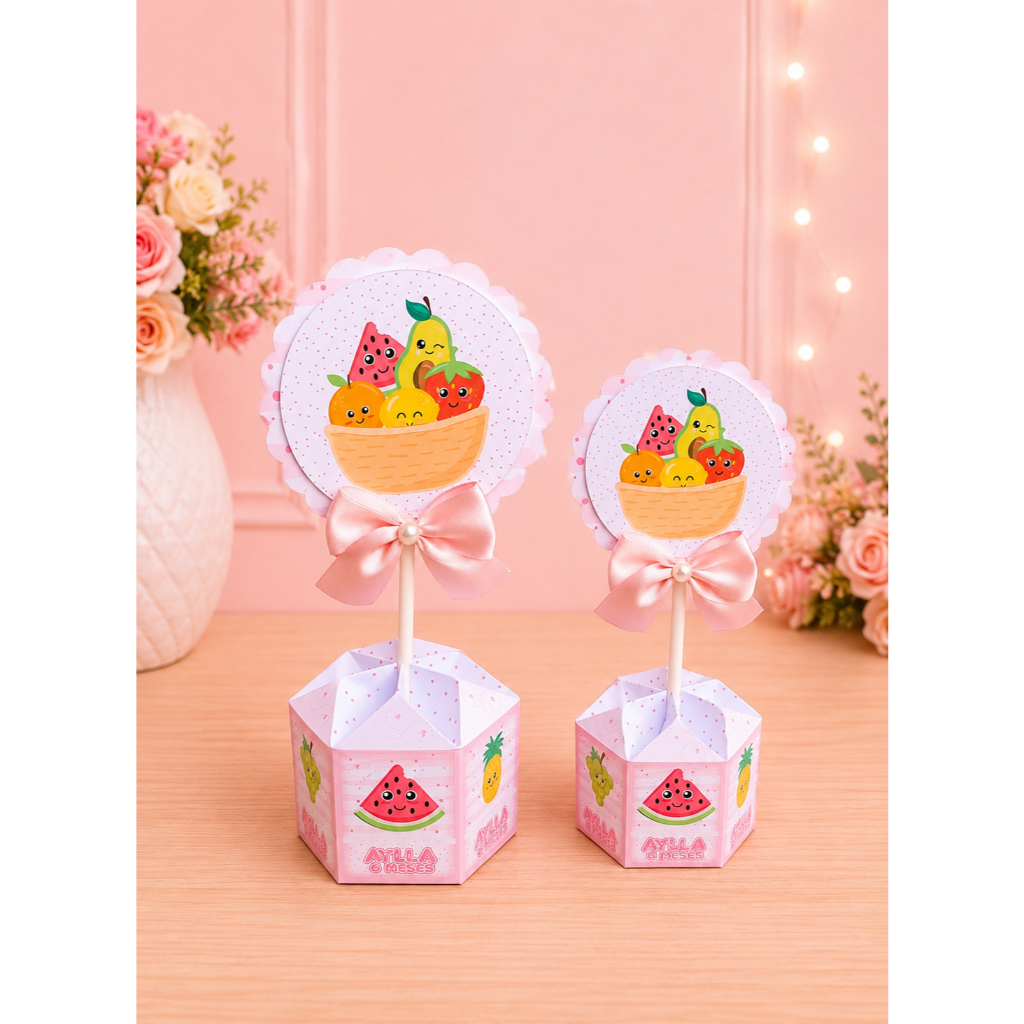 Centro de mesa Frutinhas Piquenique kit festa lembrancinha caixinha personalizado aniversário mimos
