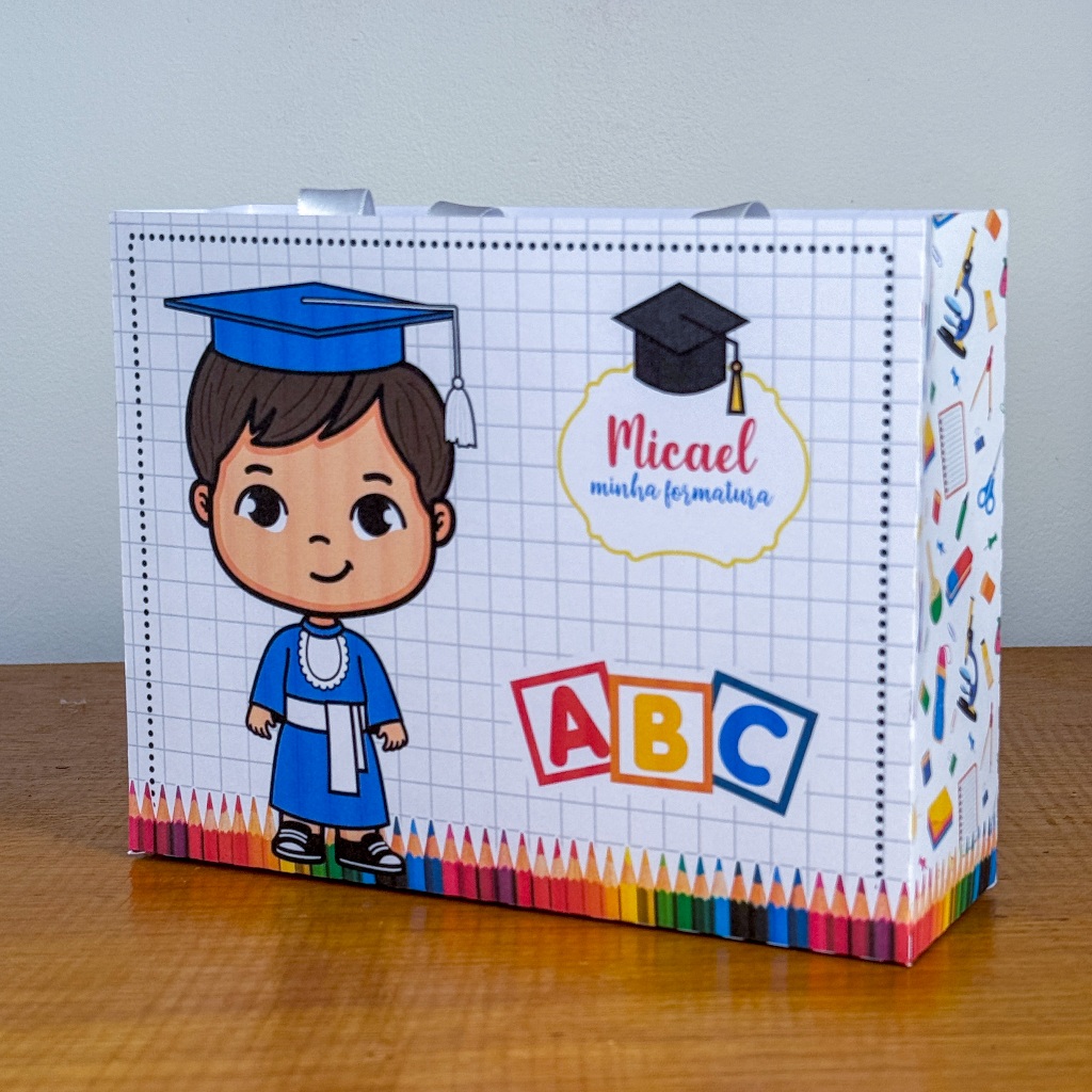 Sacolinha FORMATURA ABC Personalizado Sacolinha Lembrancinha Aniversário - PEGUE E MONTE
