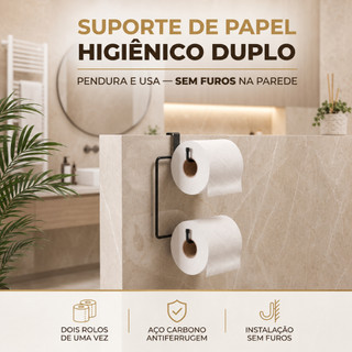 Suporte Duplo Porta Papel Higiênico Sem Furo Encaixe Caixa Acoplada Resistente Papeleira …