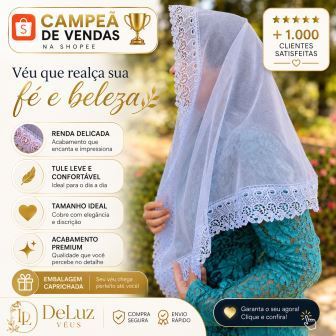 Véu Ccb quadrado ou redondo veu congregação CCB renda larga floral