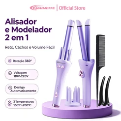 MAIMEITE Alisador e Modelador 2 em 1 26mm Modelador Automático De Cachos 160-200°C Aquecimento Rápid 110v e 220v Bivolt