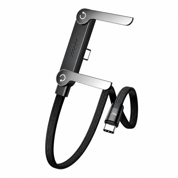 Cabo Carregador Usb-C Com Suporte Dobrável Resistente Nylon