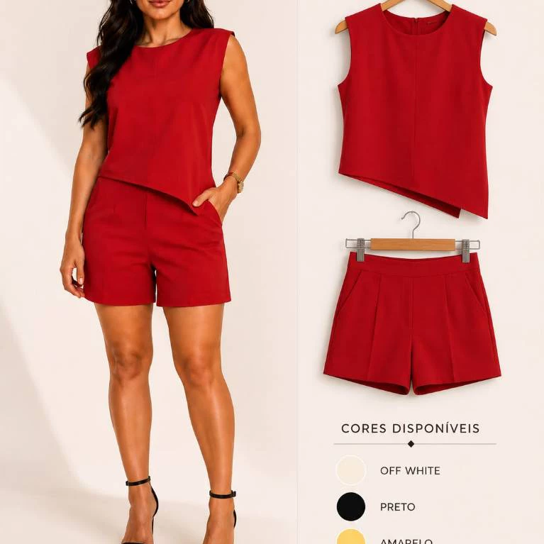 Conjunto Alfaiataria Feminino Assimetrico  conjunto femenino  Conjuntos roupas femininas conjuntos P ao GG