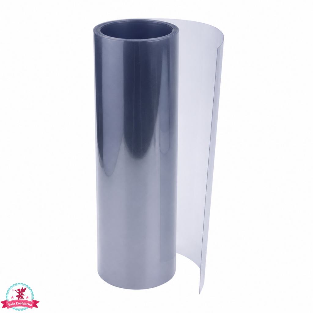 Rolo de Acetato Transparente 10/15/20 cmx 2m Para Lateral de Bolo Confeitaria Tortas e Doces Tira Pet