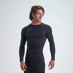 Camiseta de Compressão Manga Longa Poliamida com Elastano Preta – BRUNX