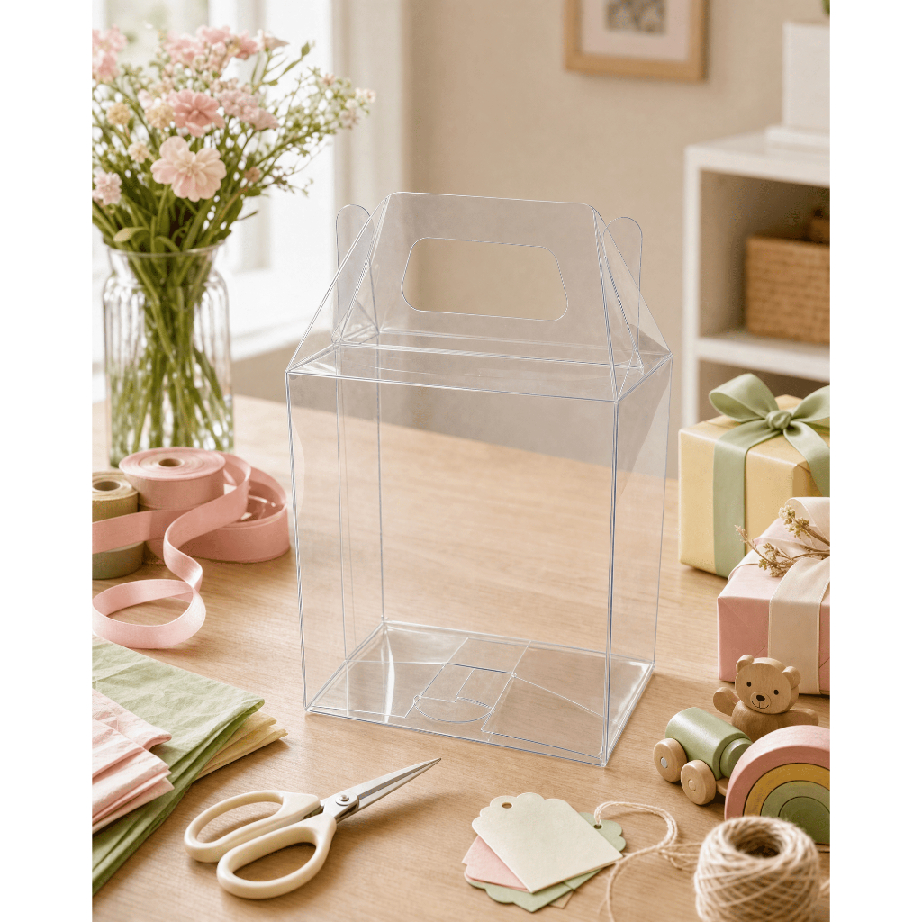 20 Caixa Maleta Maletinha 14x10x8 Transparente 2,5 mm Resistente Lembrancinha Presentes com alça