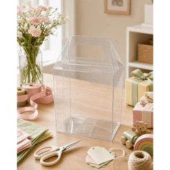 20 Caixa Maleta Maletinha 14x10x8 Transparente 2,5 mm Resistente Lembrancinha Presentes com alça