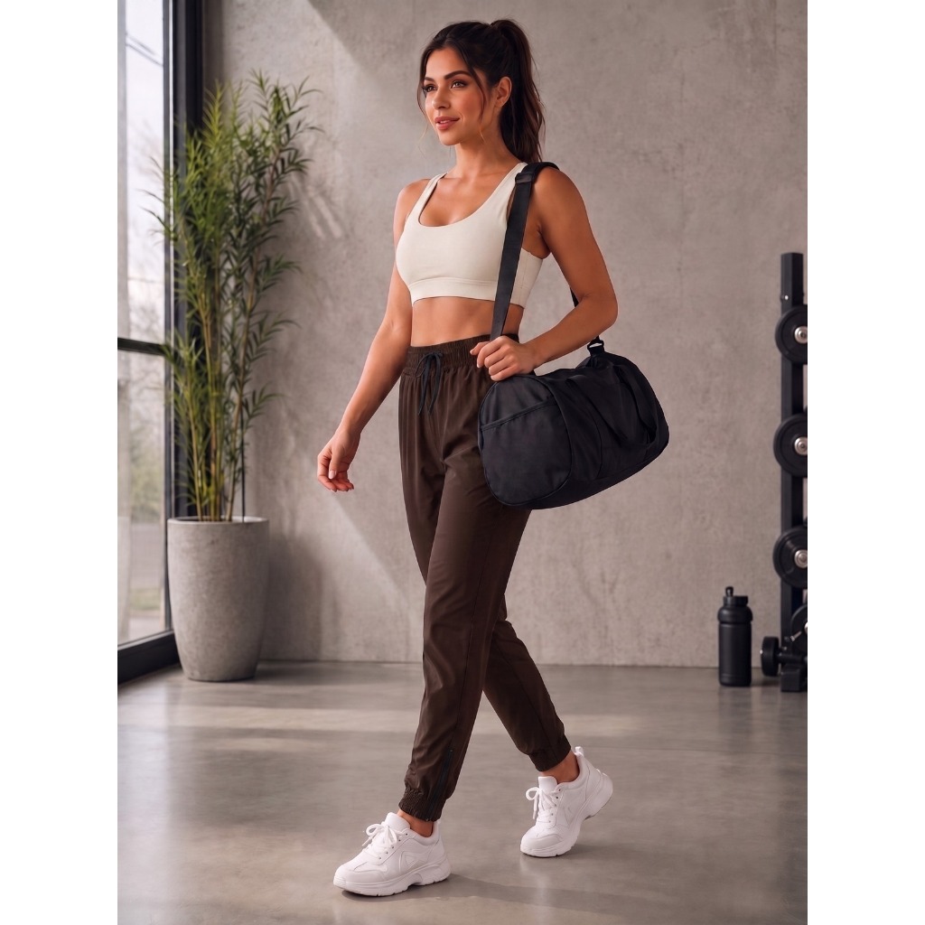 Calça Jogger Feminina Z;iper Perna Casual Esportiva Tactel Elastano Premium Cintura Elastica Estilo e Liberdade