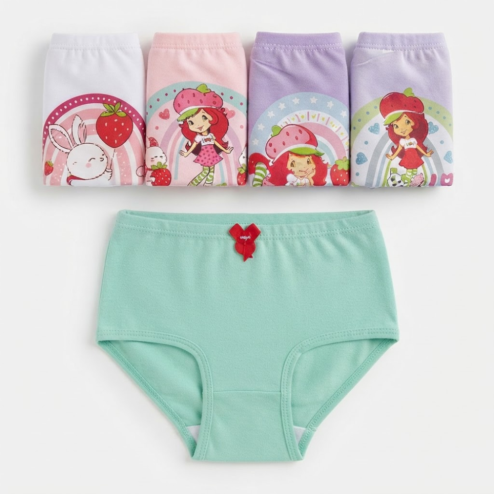 Kit 5 Calcinhas Menina  Em Algodão com Elastano , Macia, Confortável Modelagem Perfeita para o Dia a Dia