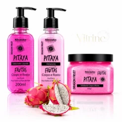 Esfoliante + Sabonete Líquido + Hidratante de Pitaya Rhenuks Corpo e Rosto Skin Care
