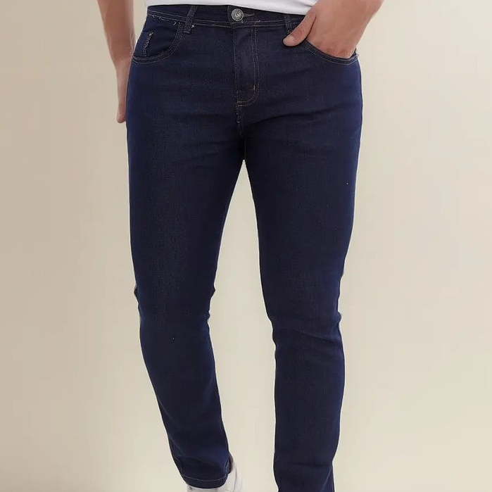 Calça Jeans Masculina Skinny Escura Elastano