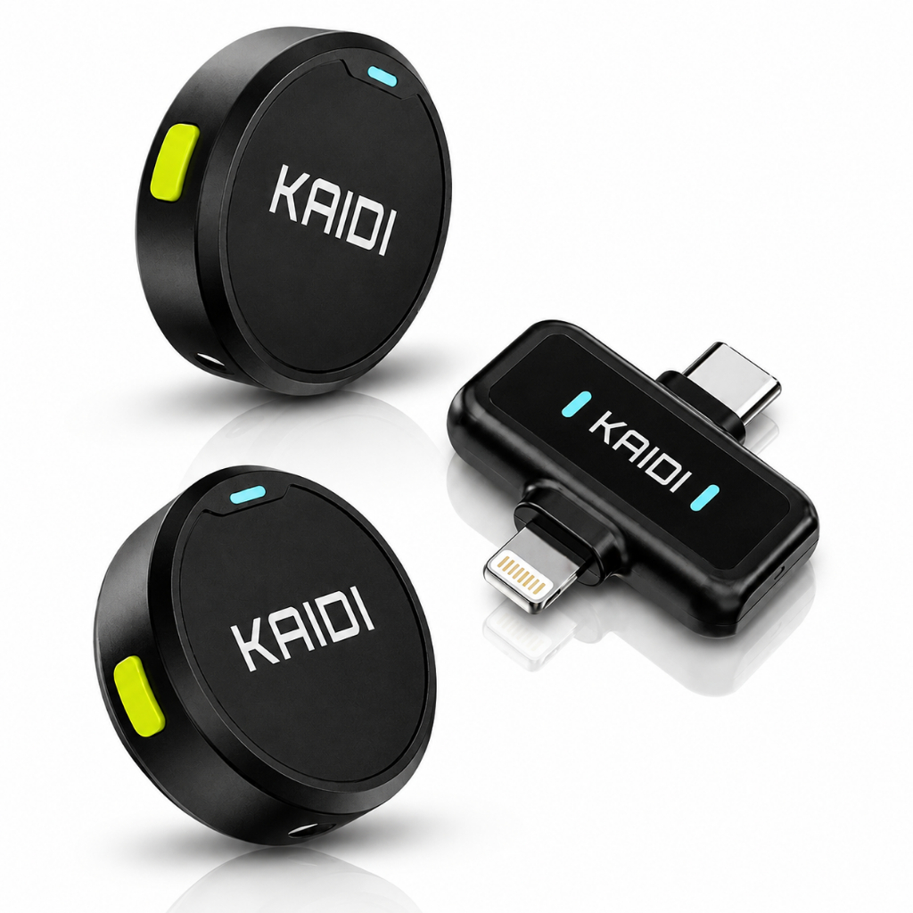 Microfone de Lapela Para Celular Com Imã Duplo 2 em 1 Tipo-C e Lightning Kaidi