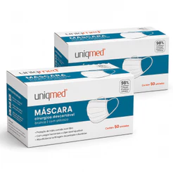Mascara Cirúrgica Descartável Tripla Camada - 50un Uniqmed