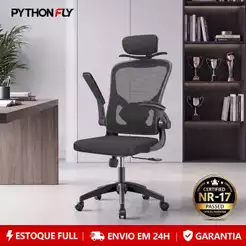Cadeira De Escritório Ergonômica Presidente Giratória Tela Mesh Reclinável Com Cabide 200kg
