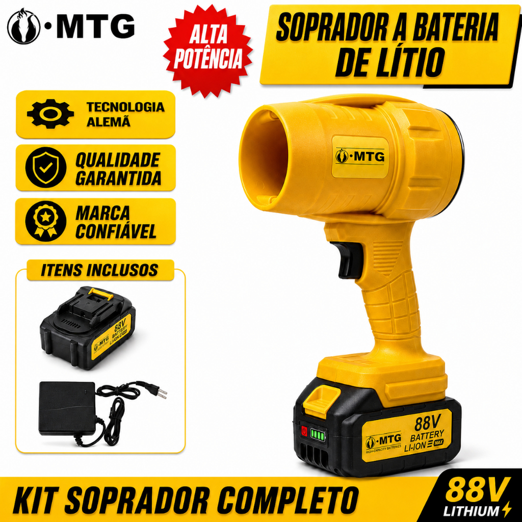 SOPRADOR DE AR 88V 30000 RPM VENTO DE 144 KM/H VARRE FOLHAS LIMPA OFICINA SECA CARRO