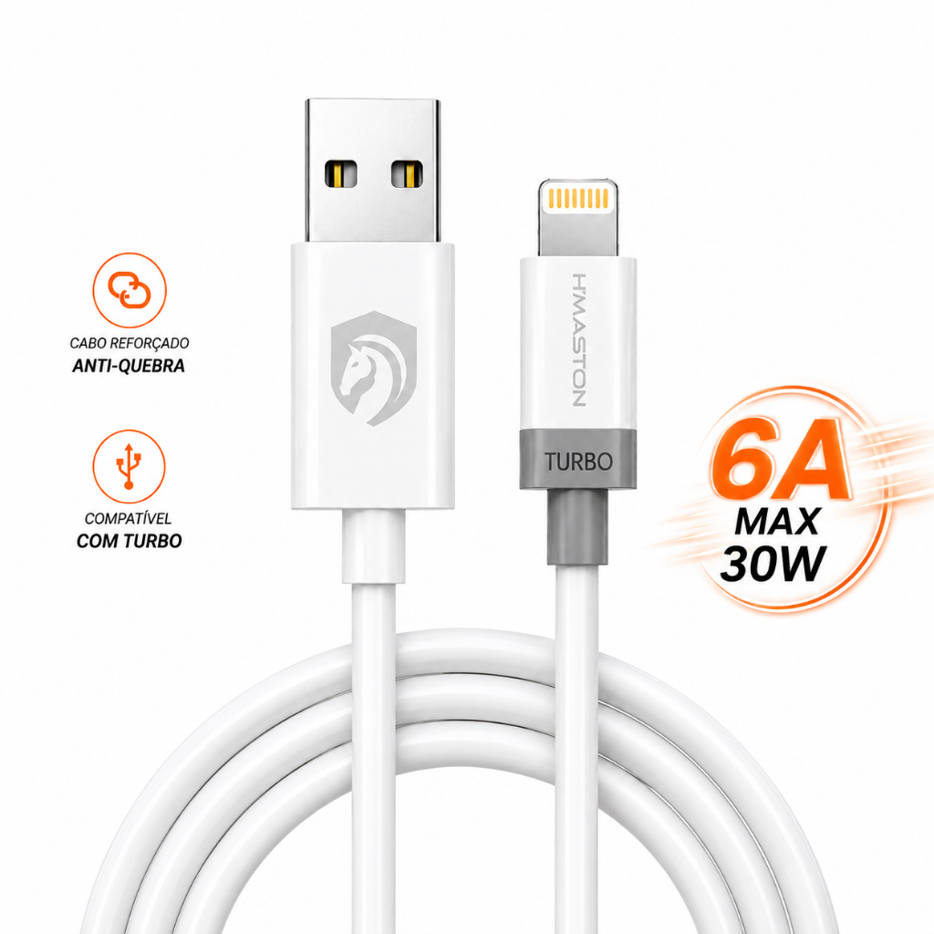 Cabo USB Carga Rápida 4.0 Tipo C Lightning Futurista Carregamento Rápido 1 Metro para Android iPhone H'Maston H140