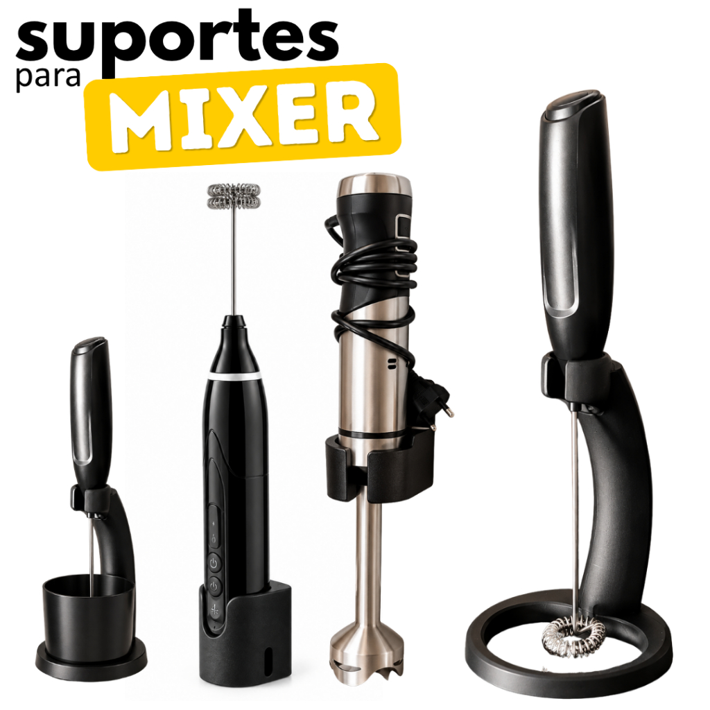 Suporte de Parede e mesa para Mixer Batedor Elétrico de Mão com Fio Organizador Cozinha