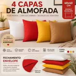Kit 4 Capas de Almofadas 40x40 Oxford Liso Sofá Decoração Moderna Sala Quarto