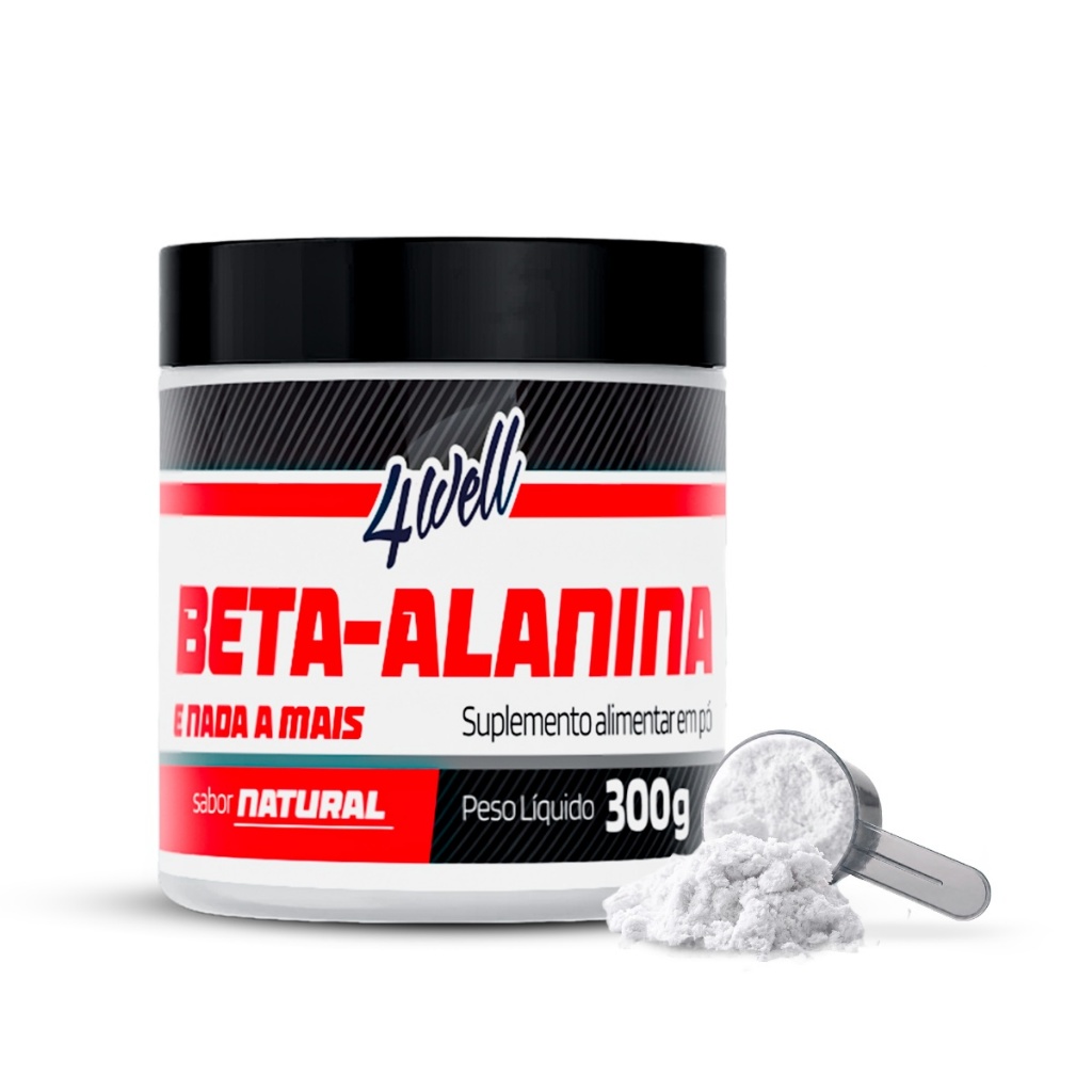 Beta-Alanina 4Well 300g Pote em Pó Sem Sabor Aminoácido Pré-Treino Vegano Sem Lactose