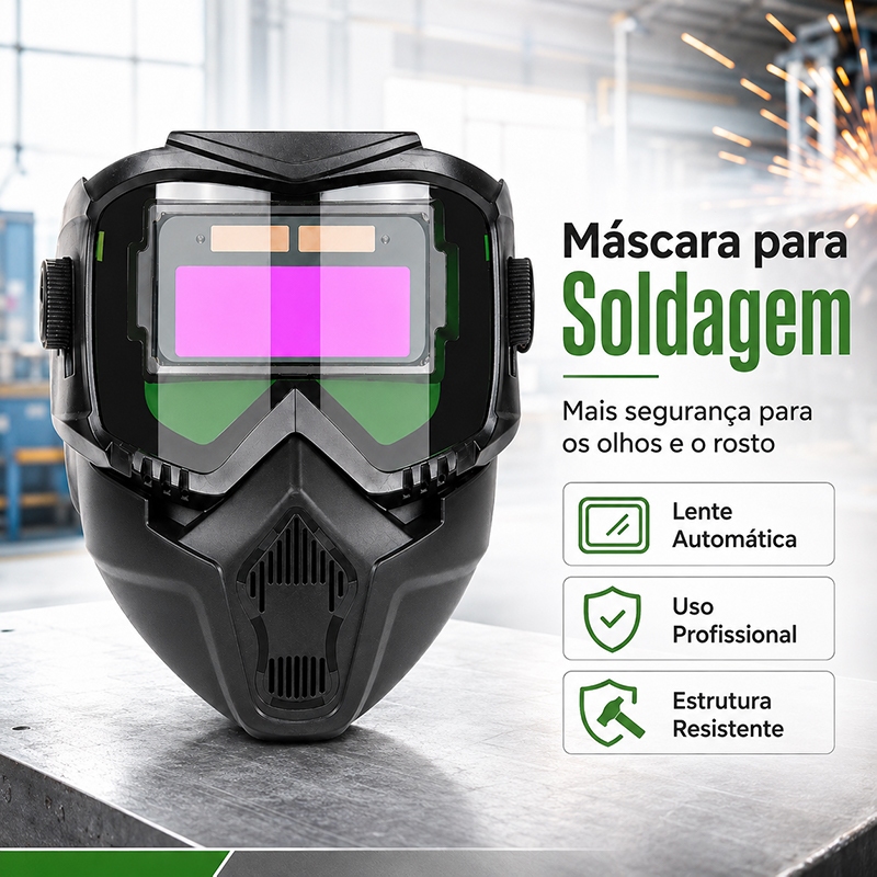 Máscara de Solda Automática Autoescurecimento Proteção Facial para TIG MIG e Corte