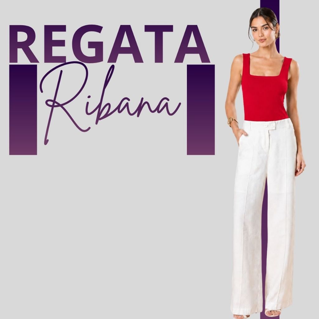 Regata Feminina Ribana 2x1 Básica Dia A Dia Algodão Com Elastano 26632-A
