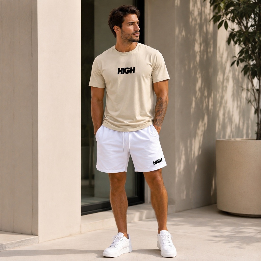 Kit Camiseta Algodão Masculina Short Tactel Masculino Com Bolso Camiseta Estilosa
