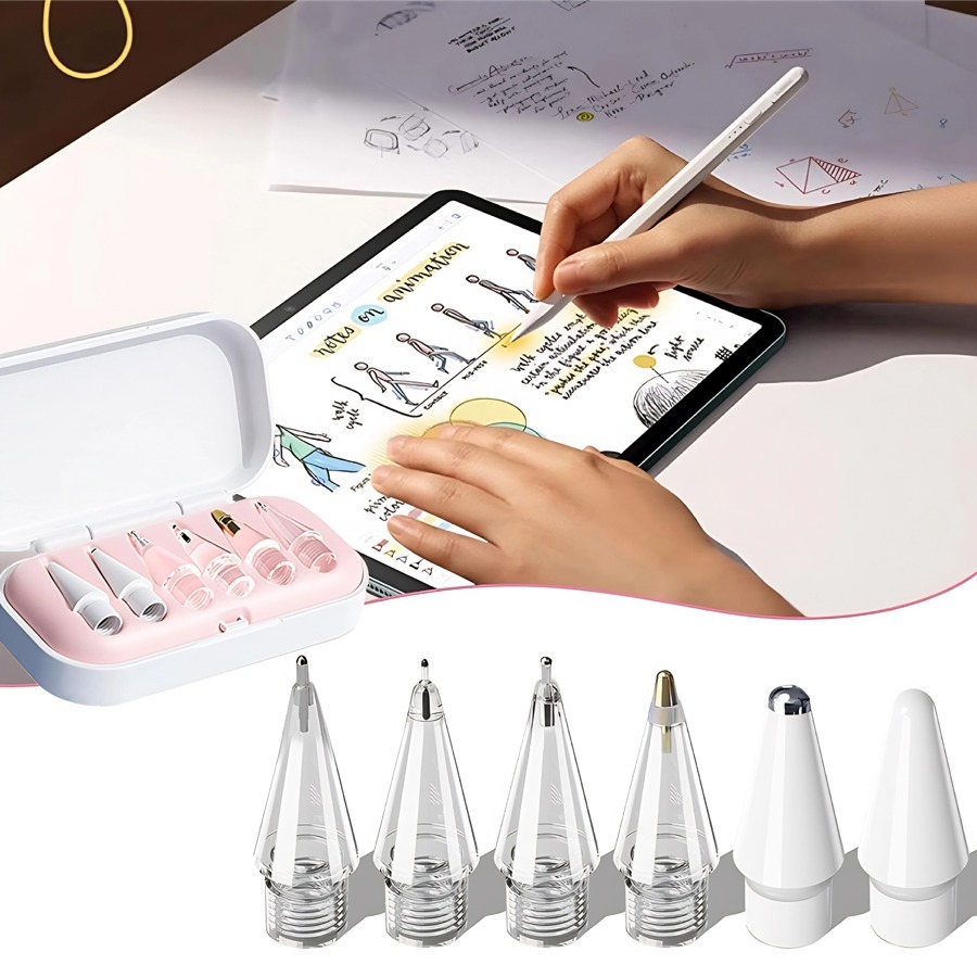 Kit 6 Pontas Apple Pencil 1a E 2a Geração Ipad Gen Usb-c Pro，compatíveis com iPad Pro, Air e Mini