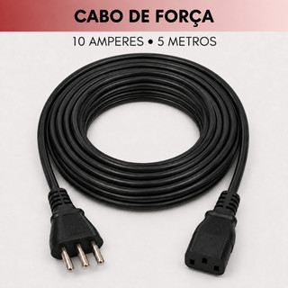 Cabo de Força fonte tripolar 5 metros para Computador Cpu Monitor Televisão Preto Force Line
