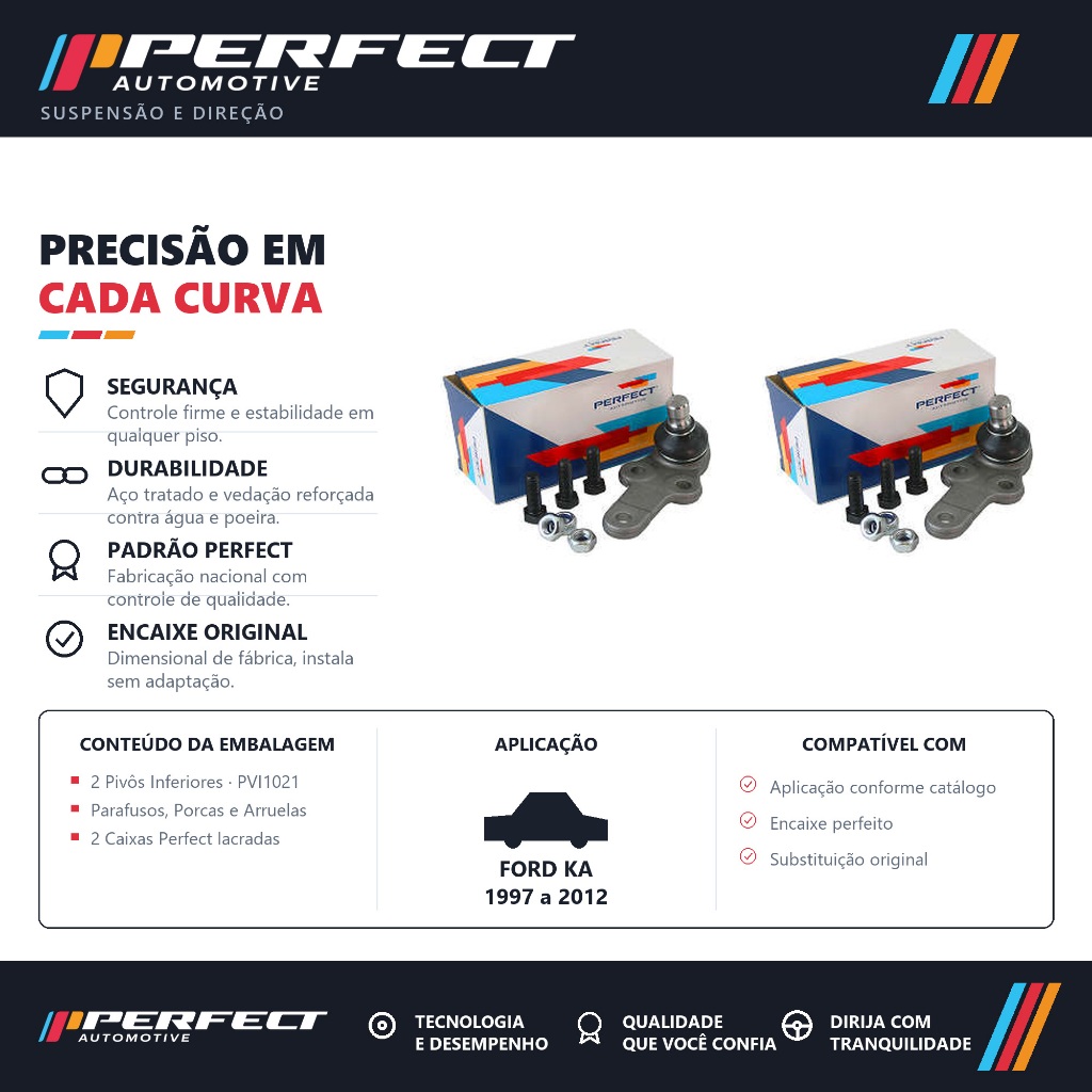 PAR PIVO SUSPENSAO FORD KA 1997 a 2012 PERFECT