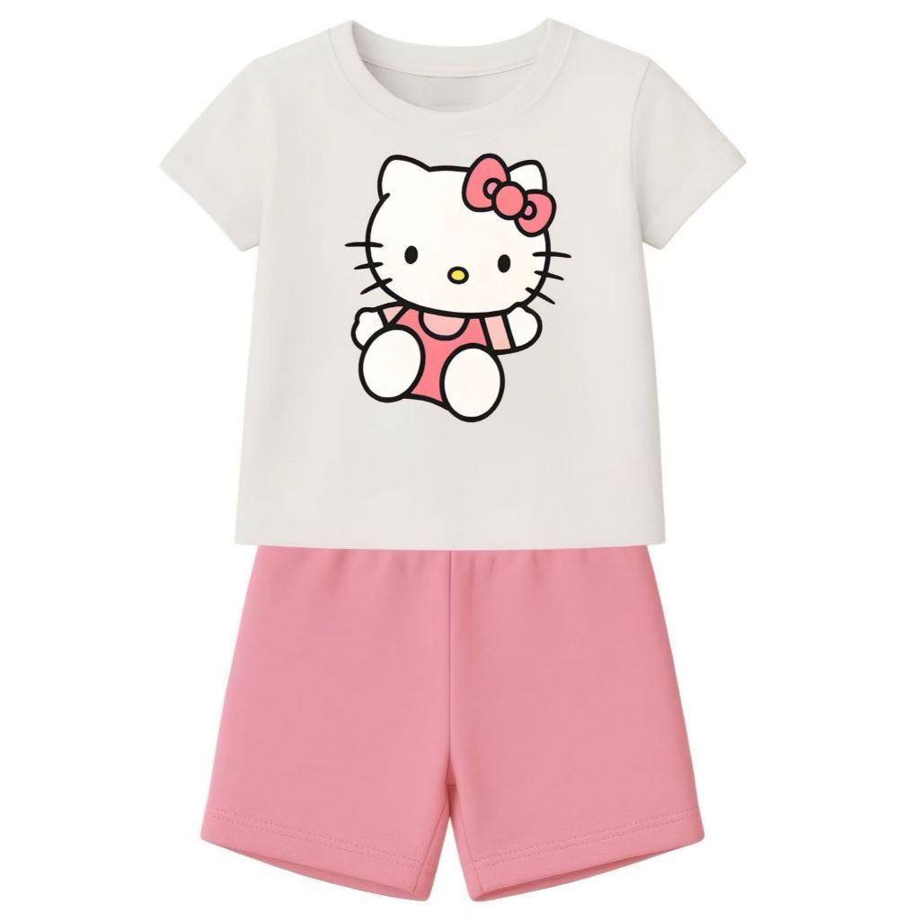 Conjunto infantil composto por camiseta e short, ideal para deixar as crianças confortáveis e estilosas.