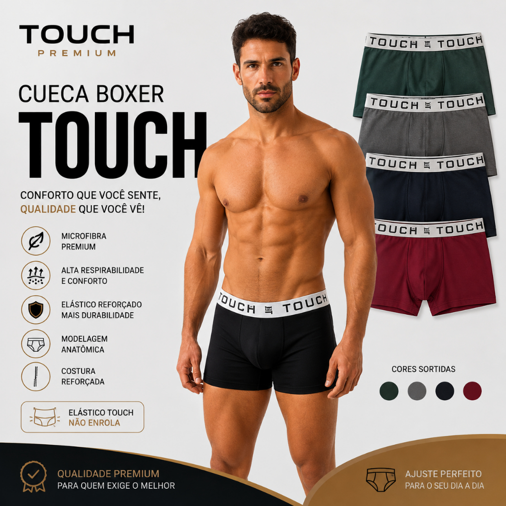 Kit 5 8 10 20 Cuecas Boxer Masculina Adulto Microfibra Forro 100% Algodão Elástico Touch Confortável