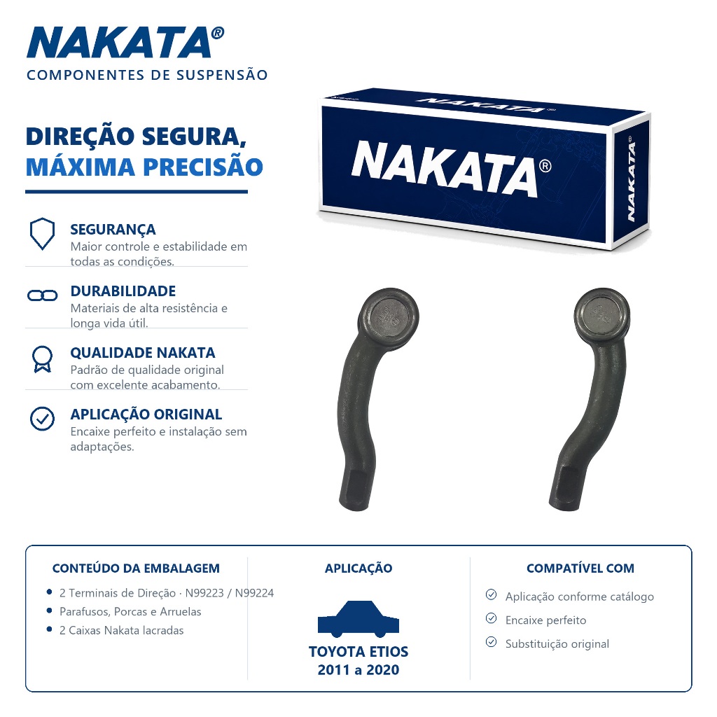 Par Terminal Direção TOYOTA ETIOS 2011 a 2020 Nakata